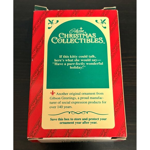 Gibson Greetings 1993 Christmas Collectibles Christmas Kitty Ornament With Yarn - Picture 6 of 7